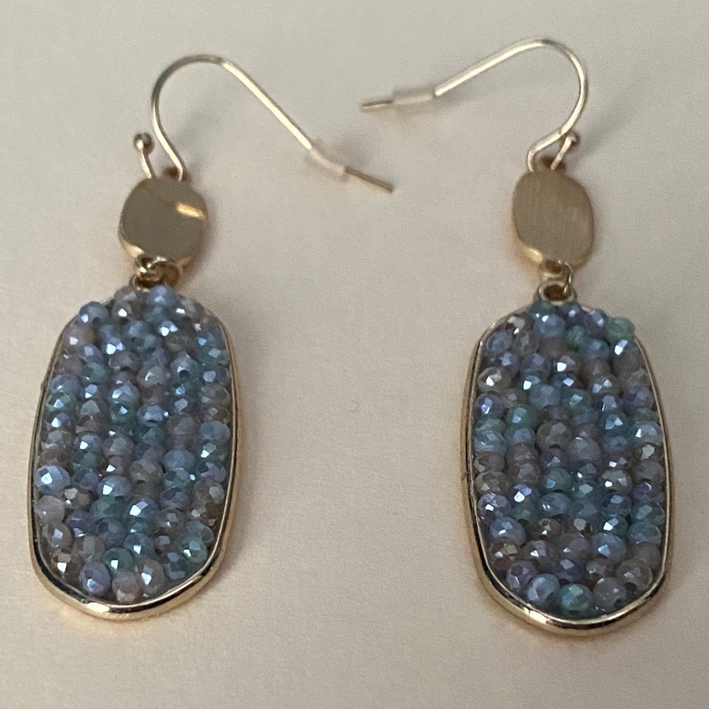 Elegant Blue and Gold Dangle Earrings